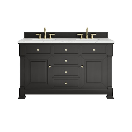 James Martin Vanities Brookfield 60 in. Double Vanity, Black Onyx w/ 3 CM Ethereal Noctis Silestone Top 547-V60D-BKO-3ENC