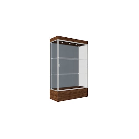 Ghent 76''H x 48''W x 20''D Edge Display Case 12'' Base w/ Blue Steel & Satin Frame 94LFBS-SN-WNH