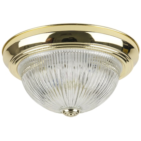 Sunlite 11in. Decorative Dome Ceiling Fixture, Polished Brass Finish, Clear Glass 04572-SU