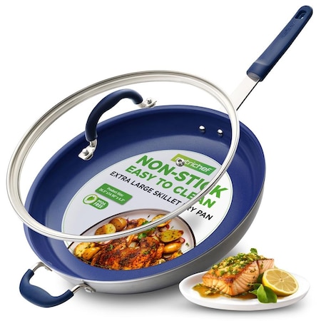 Nutrichef 14 in Fry Pan With Lid NCFRLD14