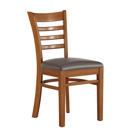 Flash Furniture HERCULES Ladder Back Cherry Wood Restaurant Chair - Mocha Vinyl Seat XU-DGW0005LAD-CHY-MCHV-GG