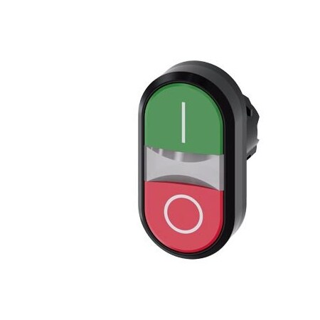 Siemens Illuminated twin pushbutton, 22 mm, round, plastic, green: I 3SU1001-3AB42-0AK0-ZY19