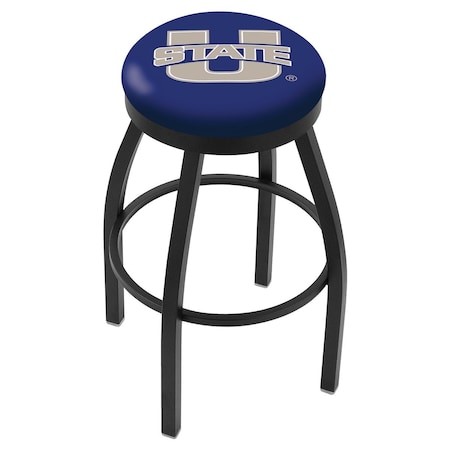Holland Bar Stool Co 36" Blk Wrinkle Utah State Swivel Bar Stool, Accent Ring L8B2B36UtahSt