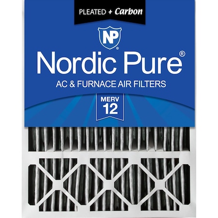 Nordic Pure 20x25x5 Plus Carbon Pleated Air Filter, High Capacity, MERV 12 20x25x5LXREDPM12C-1
