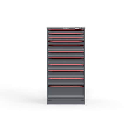 Strong Hold 11 drawer cabinet - (4x 2ft, 4x 4ft, 2x 5ft, 1x 9ft) - Red accents - E-Lock w/ Tracking S3060-PPTAS-1102DS