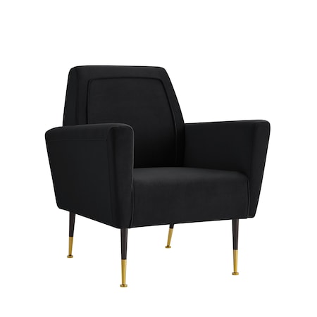 Homeroots 32" Black And Black And Gold Velvet Arm Chair 533823