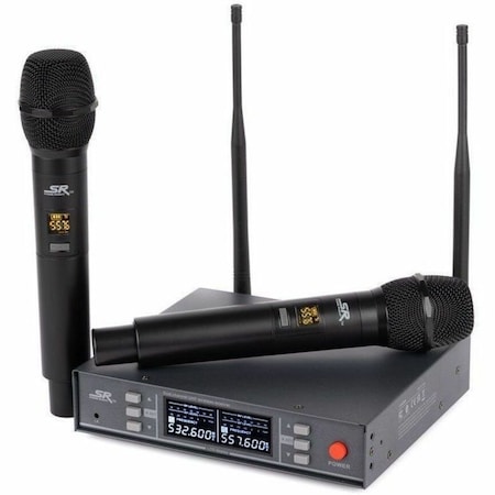 Monoprice STAGE RIGHT BY 200-CHANNEL UHF DUAL HANDHELD WIRELESS MICROPHONES SYSTEM 600059