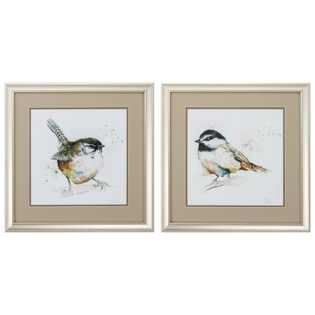 Homeroots Set of Two 18" X 18" Champagne Framed Art Wall Decor, 2PK 365260