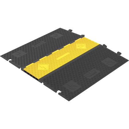 Atlas ADA Compliant Cable Protector Ramp, 1.3 in H, 37 in L, 40 in W, 5 Channel, Polyurethane CP-ADA-5CH-YB