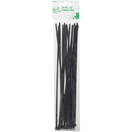 Smart Savers 12''x0.19'' Black Nylon Cable Tie, 20PK BT1220(PBH)