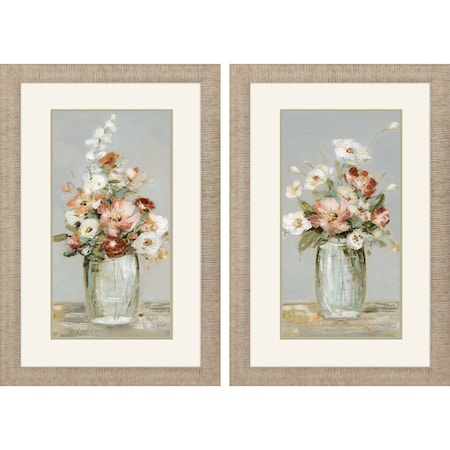 Homeroots Set Of Two Country Arrangement Distressed Gold Framed Wall Art, 2PK 649152