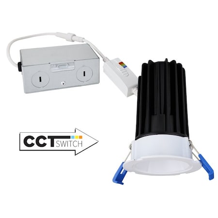 Elco Lighting 2in High Lumen LED Round Elm Downlight, 5-CCT Switch, 1000lm, 15W ERT2HL08CT5