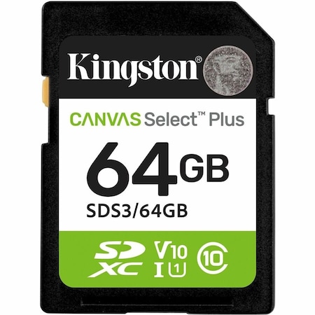 Kingston 64GB SDXC Canvas Select Plus Gen3 100MB/s C10 UHS-I U1 V10 SDS3/64GB
