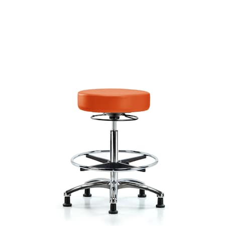 Blue Ridge Ergonomics Vin Stool without Back Chr-High Bench Ht with Chr FR and Stat Glides in Orange Kist Trailblazer Vin BR-VHBSO-CR-CF-RG-8613