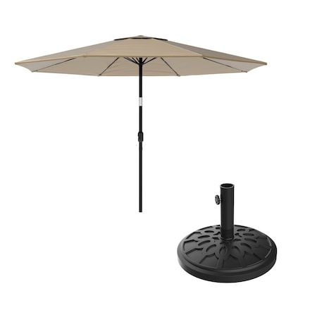 Pure Garden 10-Foot Outdoor Patio Umbrella with Base, Sand 50-LG1175B