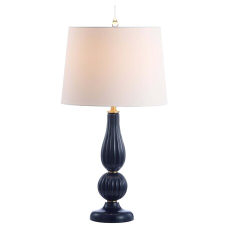 Jonathan Y Maddie 28" Glass/Metal LED Table Lamp, Navy JYL2072B