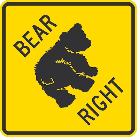 Lyle Bear (Keep Right), 24x24, Diamond Grade, Yellow G-12598-DG_24x24