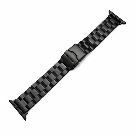 Elegani Oyster-Style Stainless Steel Replacement Band Compatible with Apple Watch 46mm, Black SD3L-BLK-46mm