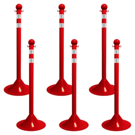 Mr. Chain Red Reflective Light Duty Stanchion (6-Pack) 91551-6