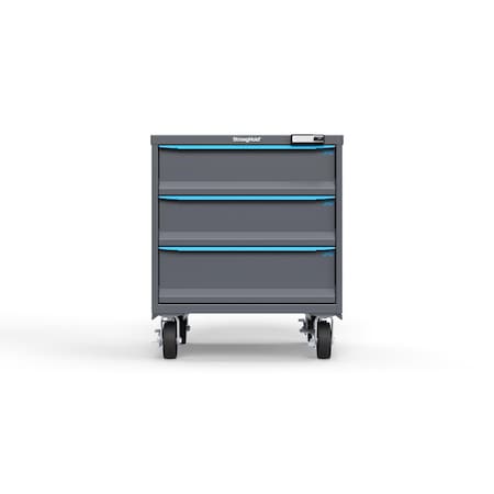 Strong Hold 3 drawer cabinet - (2x 7in, 1x 8in) - Blue accents - Electronic Lock S3036-PCRAS-0301FS