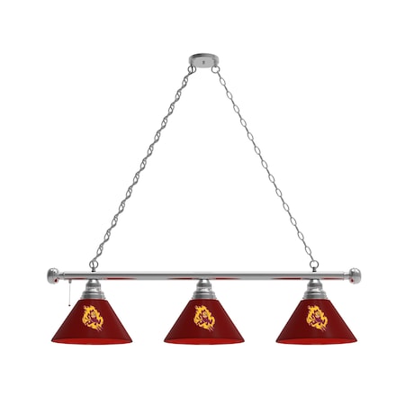 Holland Bar Stool Co Arizona State 3 Shade Billiard Light, Chrome Fixture, Sparky Logo BL3CHArizSt-S