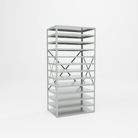 Pucel Bin Shelving Rack, 13 Shelves, 36 in W x 24 in D x 73 in H, Light Blue BR-2436-13-0