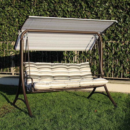 Sunjoy 3-Seat Deluxe Outdoor Patio Garden Swing, Made in Italy, with Steel Frame, Adjustable Canopy A215012701