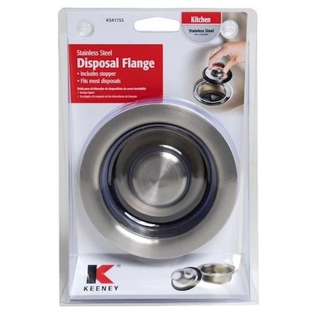 Keeney Mfg Garbage Disposal Stopper, 4-1/2 in Dia, 2-1/2 in H, Steel K5417SS