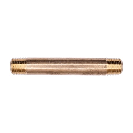 Auveco Brass Long Nipple 2 1/2in Length 1/8in Threads, 5PK 311