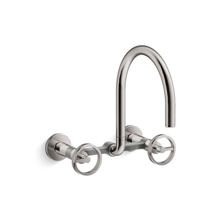 Kohler Billet Two-hole wall-mount bridge kitchen sink faucet 28672-9-TT