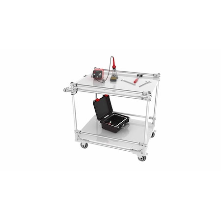 Trilogiq 2-Level Factory Cart 2 Flanges Per Level With Horizontal Hand Bar. 49C-1