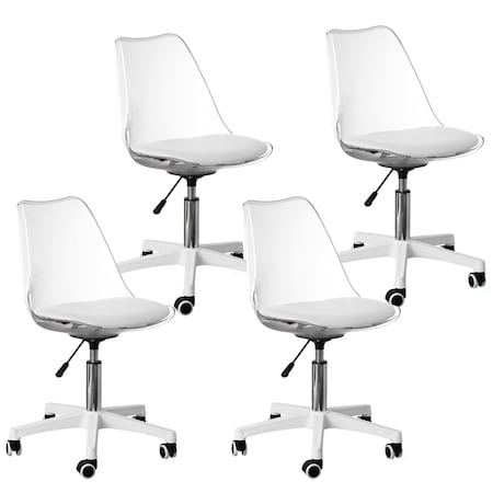 Fabulaxe Clear Acrylic Desk Chair - Armless Office Chair, Height Adjustable, Rolling Chair - Modern QI004673.CL.4