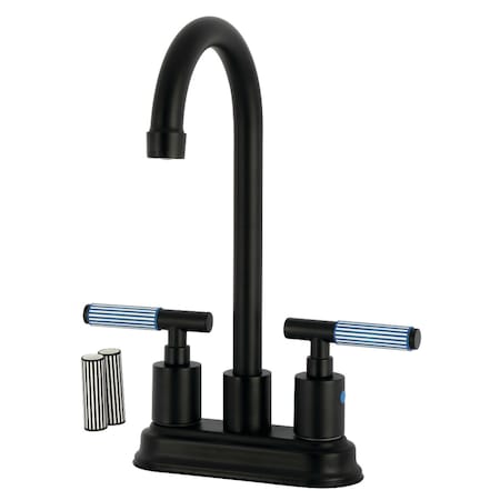 Kingston Brass Double-Handle 4" Centerset Bar Faucet, Matte Black KB8490KPS