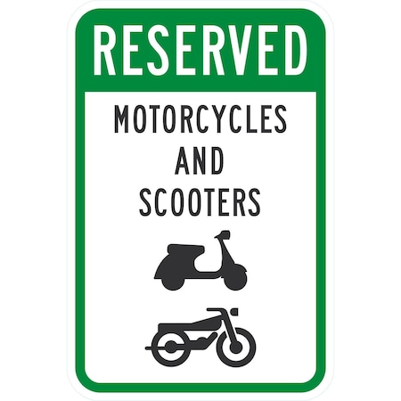 Lyle Reserved Motorcycles And Scooters (W/Sym), 12x18, Diamond Grade, White G-2740-DG_12x18
