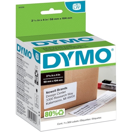 Dymo LabelWriter Shipping Labels, 2.31 in. x 4 in., White, 300 Labels/Roll 30256