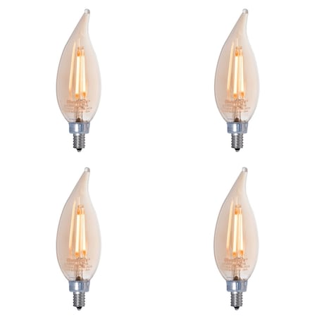 Bulbrite 25W Dimmable CA10 (E12) Candelabra Scrw Bse Amber Lght LED Filament Bulb, Antique thread, 2100K, 4PK 861407