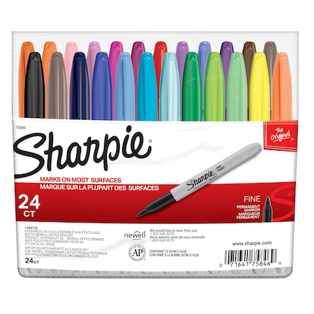Sharpie Fine Point Markers, Assorted Colors, 24PK 75846