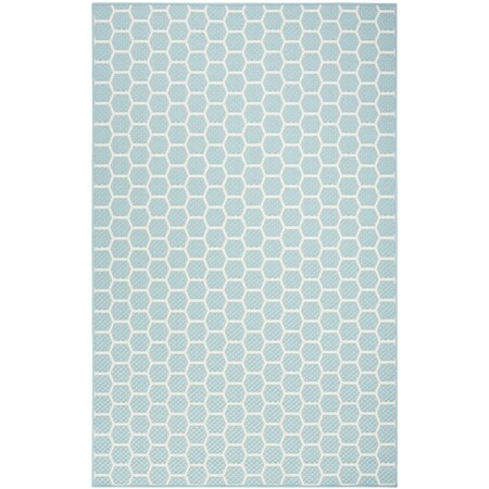 Homeroots 6' X 9' Aqua And Ivory Geometric Indoor Outdoor Area Rug 554831
