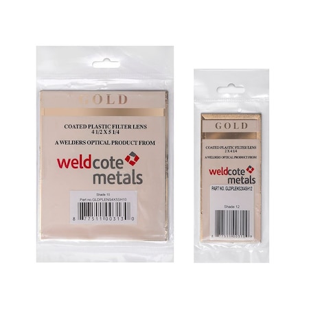 Weldcote Gold Plated Plastic Filter Lens 2in x 4-1/4, Shade 12, 50PK GLDPLENS2X4SH12