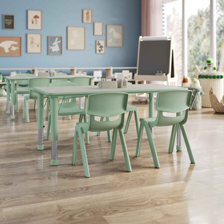 Flash Furniture 5 PC Plastic Activity Table and 4 Chairs Set, 10.5 inSeat Height-Sage YU-YCY-060-0034-RECT-TBL-SAGE-GG