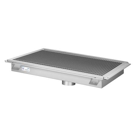 Koolmore 18''x30'' Floor Trough Drain, 14ga W/ Subway-Style Grating & Removable Drain Basket, NSF Listed, SS KM-FTG-1830