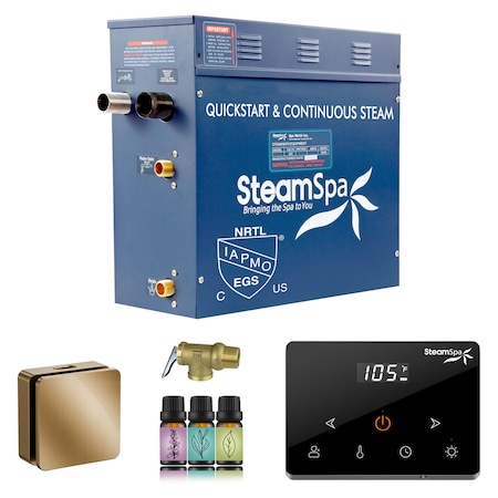 Steamspa Oasis Series 6KW Steam Bath Generator w/ Continuous Steam Plus Handheld Control in Gold OAWS600GD