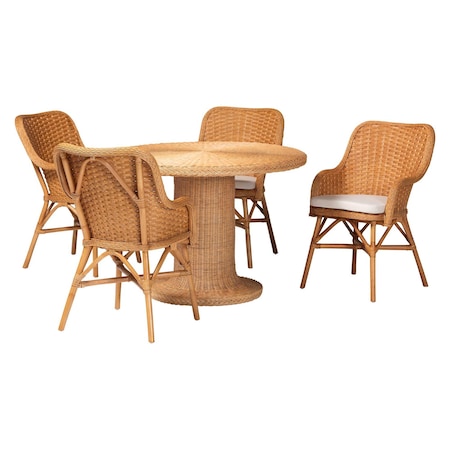 Bali & Pari Wistan Natural Rattan Dining Set 262-14154-13945-ZORO