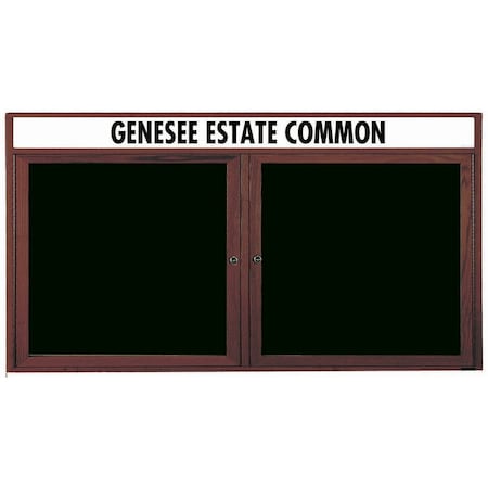 Aarco Enclosed Changeable Letter Board in Black Felt w/ Red Oak Frame Walnut Stained, 36''Hx72''W WDC3672H