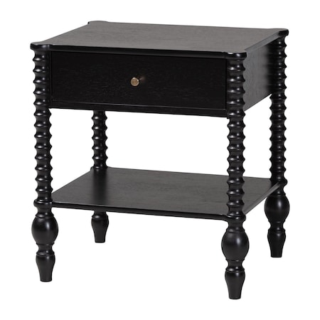 Baxton Studio Callison Spindle Nightstand, Black 271-14738-ZORO