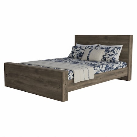 Homeroots Dark Brown Wood Full Bed Frame 488519