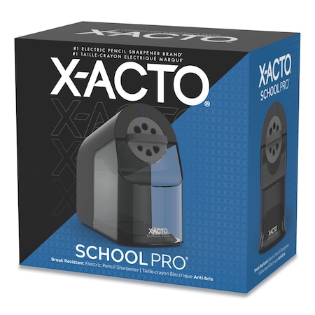X-Acto Model 1670 School Pro Classroom Electric Pencil Sharpener, AC-Powered, Black/Gray/Smoke 1670X