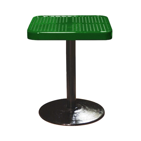 Leisure Craft 24" Square Perforated Pedestal Table, Portable, 30"H, Green SQ24TAB30-GREEN