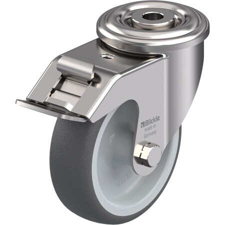 Blickle SS Kgpn Swvl Cstr, P0luythn, 4", Brake LEXR-PATH 100G-FI
