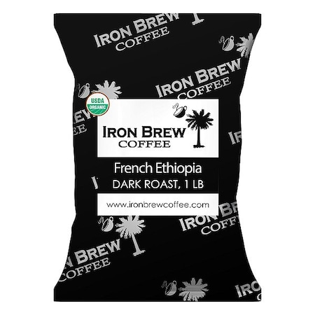 Iron Brew Coffee, Dark Ethiopia, Bag, Caffeinated, Whole Bean, 1.1 lb ODE1WB